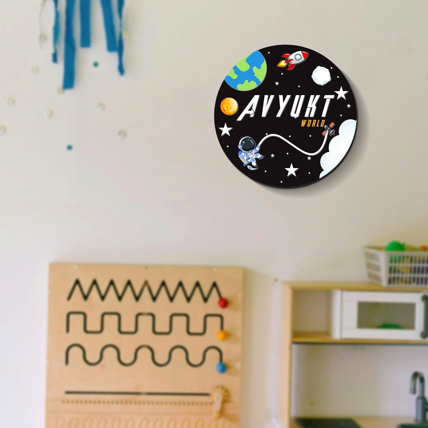 Personalised 3D Astro Theme Kids Room Name Plate