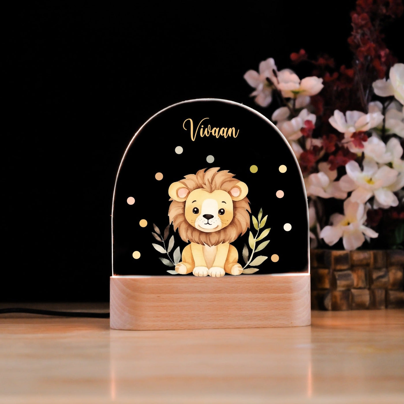 Personalised Lion Kids Night Lamp