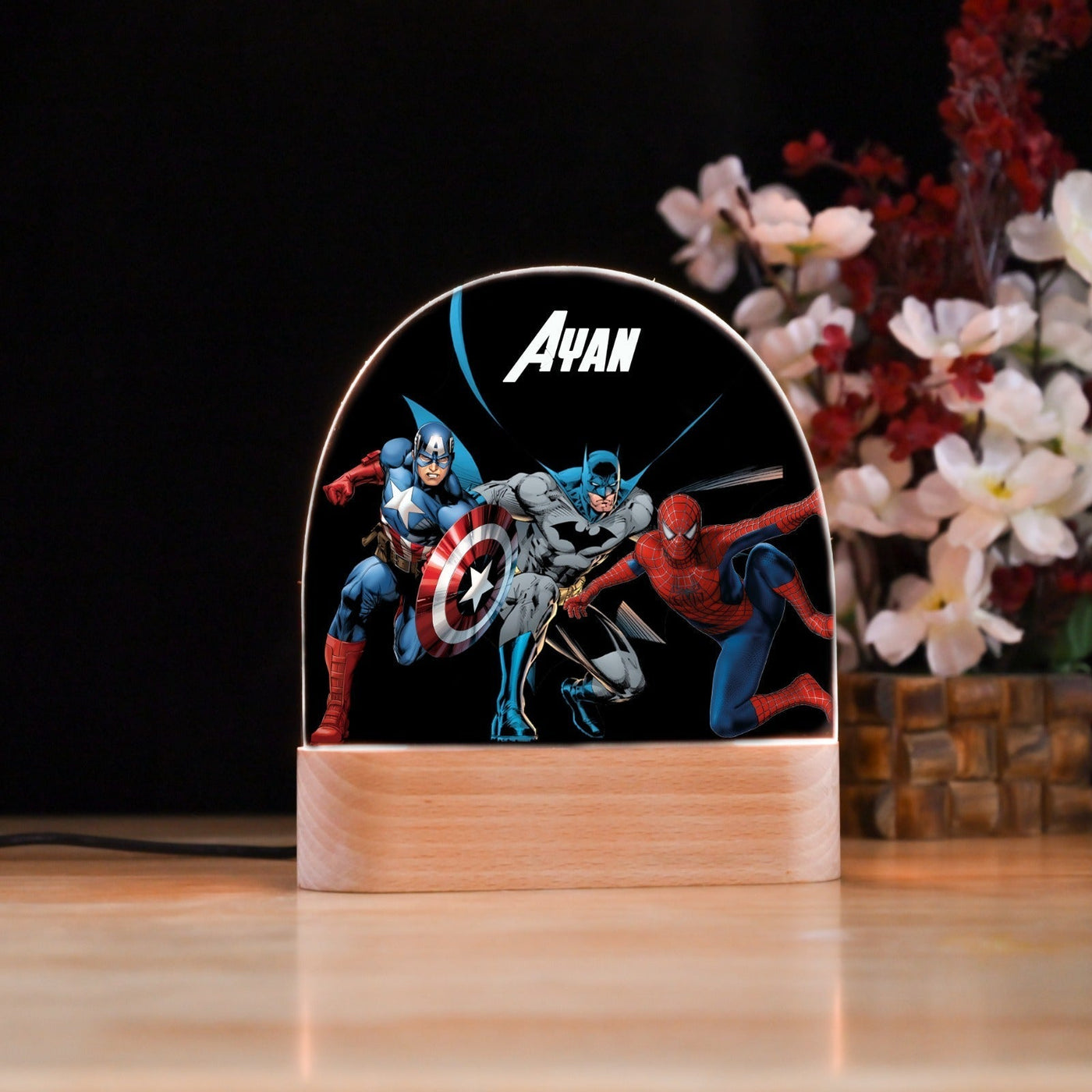 Personalised Superheroes Theme Kids Night Lamp