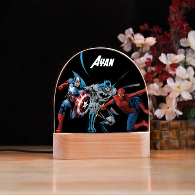 Personalised Superheroes Theme Kids Night Lamp
