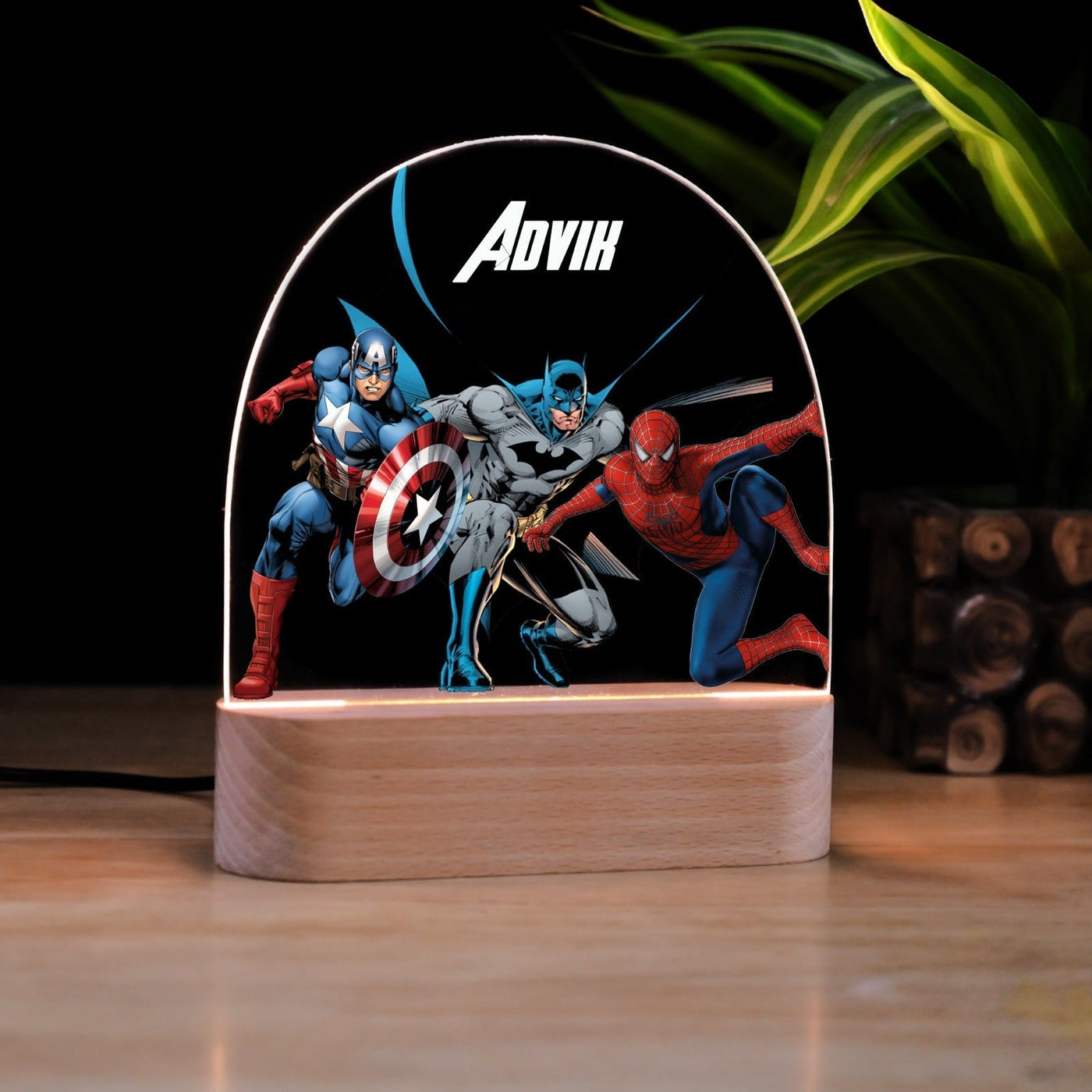 Personalised Superheroes Theme Kids Night Lamp