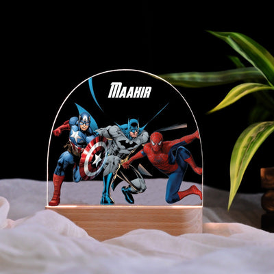 Personalised Superheroes Theme Kids Night Lamp
