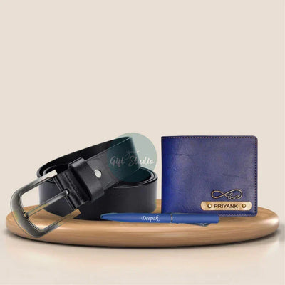 Personalized Men's Decent 3 Pcs Gift Combo - Blue