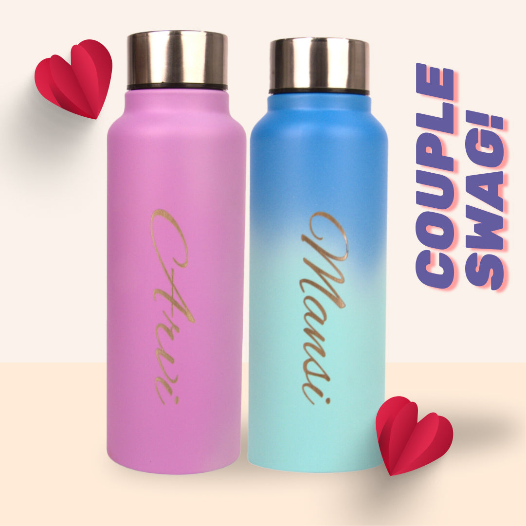 Personalized Classic Couple Water Bottle - Purple-DS7