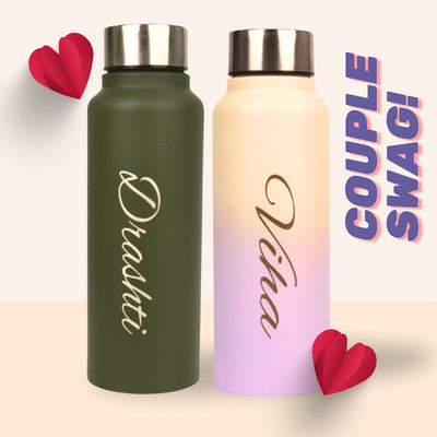 Personalized Classic Couple Water Bottle - Green-DS6