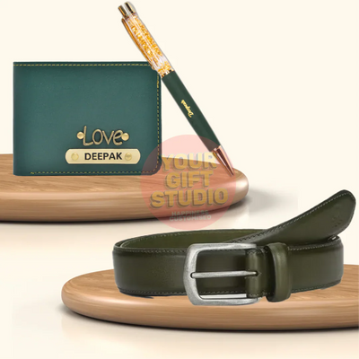 Customized Men's Decent 3 Pcs Gift Combo - Grey