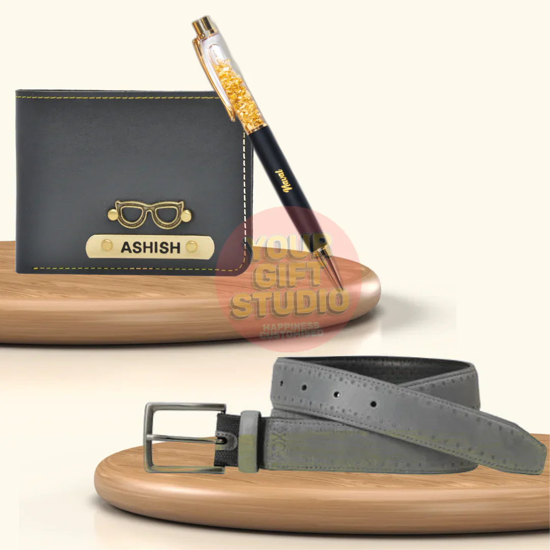 Customized Men's Decent 3 Pcs Gift Combo - Green