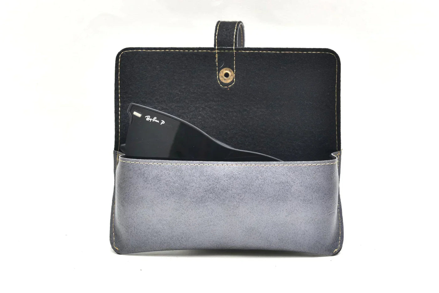 Customized Perfect Classy Leather Eyewear Case - Grey