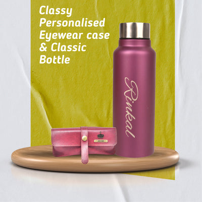 Personalized Perfect Classy Leather Eyewear Case Combo - Wine