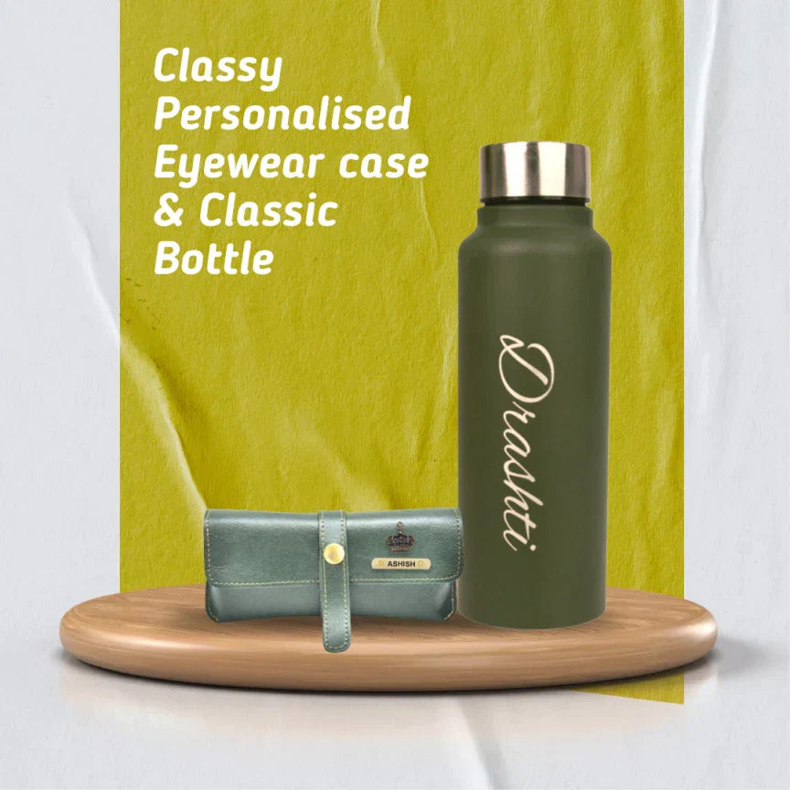 Personalized Perfect Classy Leather Eyewear Case - Green