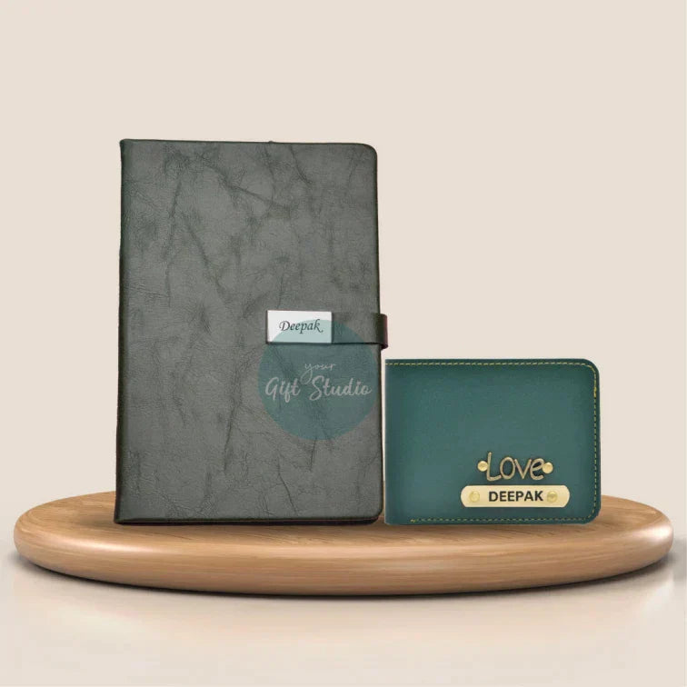 Personalized Men's Wallet and Diary Combo - Black