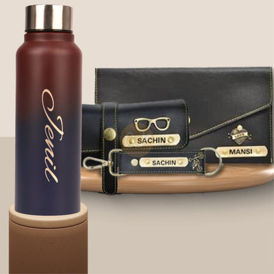 Personalized Women's Gift Combo with Bottle- Black