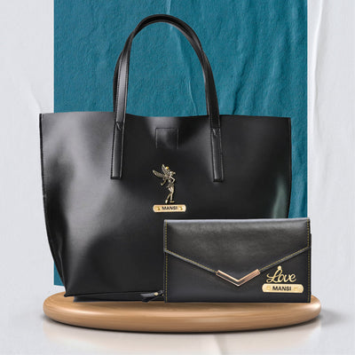 Personalized Best Lady Wallet and Tote Bag - Black
