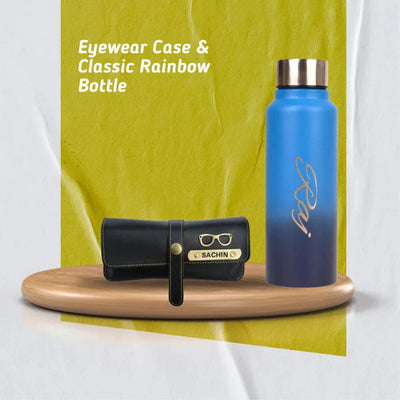 Personalized Perfect Water Bottle and Eyewear Case - Black