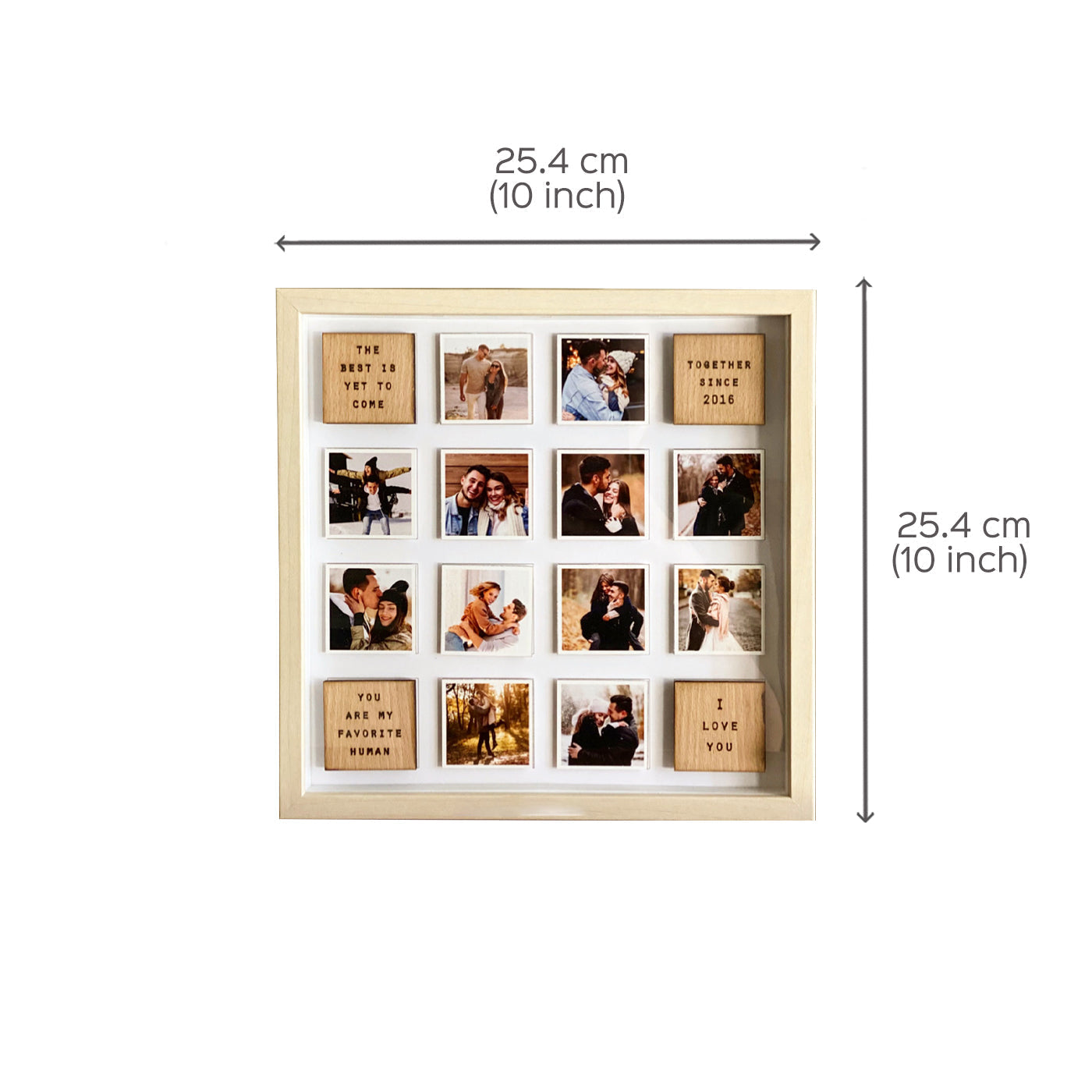 Personalized Wooden Photo Grid Frame For Couple - 12 Frames