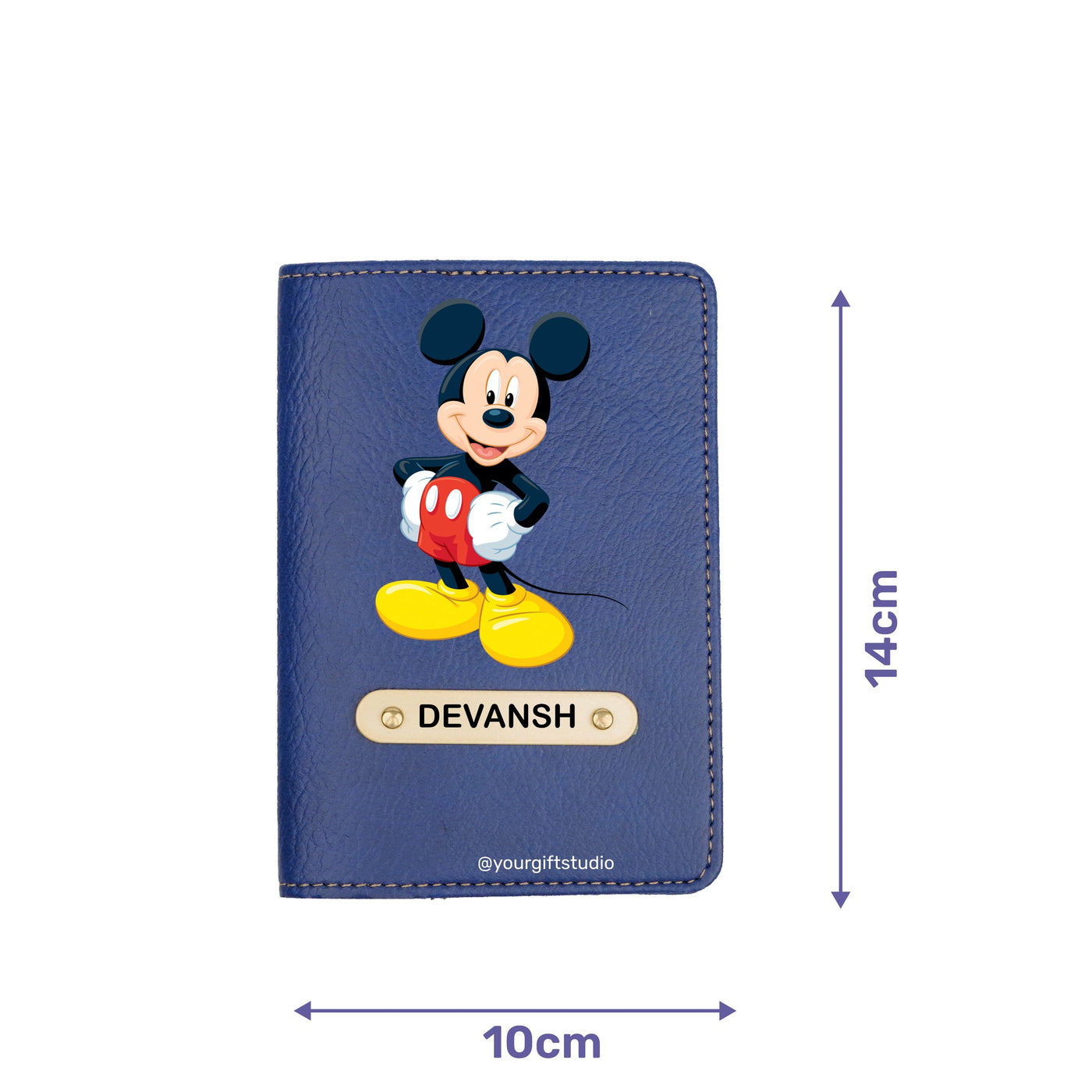 Mickey Mouse Print Personalised Nexon Passport Cover - Blue