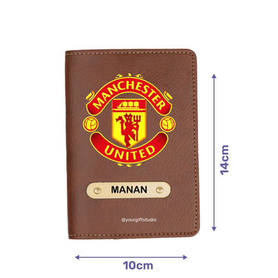 Manchester United Print Personalised Nexon Passport Cover - Brown