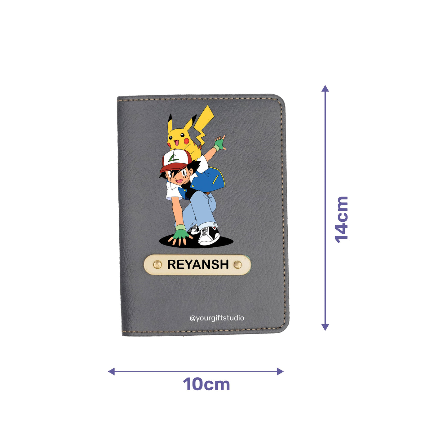 Pokemon Print Personalised Nexon Passport Cover - Grey