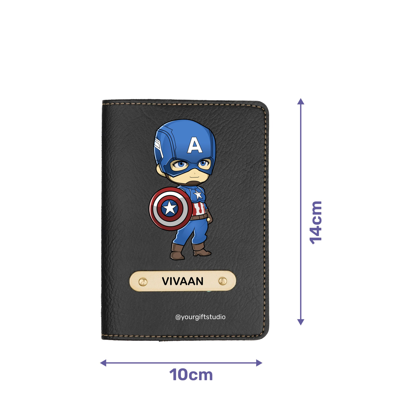 Captain America Print Personalised Nexon Passport Cover - Black