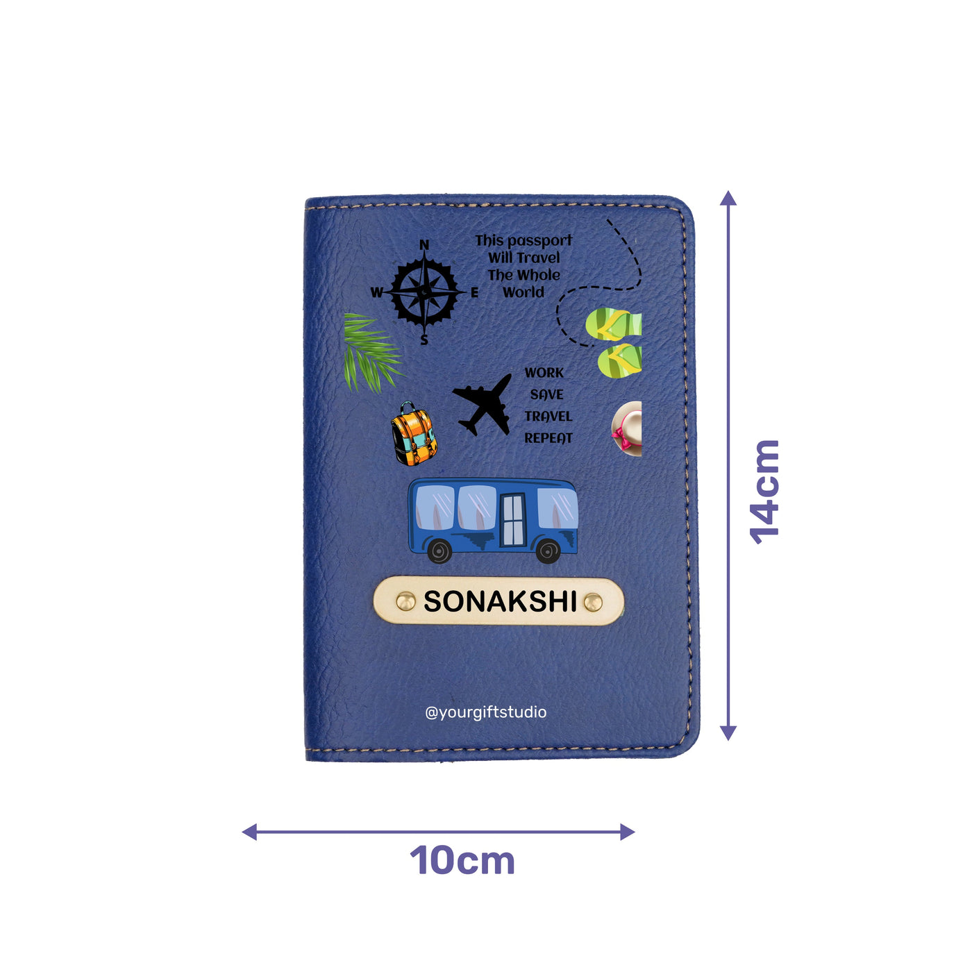 Travel Print Personalised Nexon Passport Cover 6 - Blue