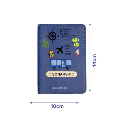 Travel Print Personalised Nexon Passport Cover 6 - Blue