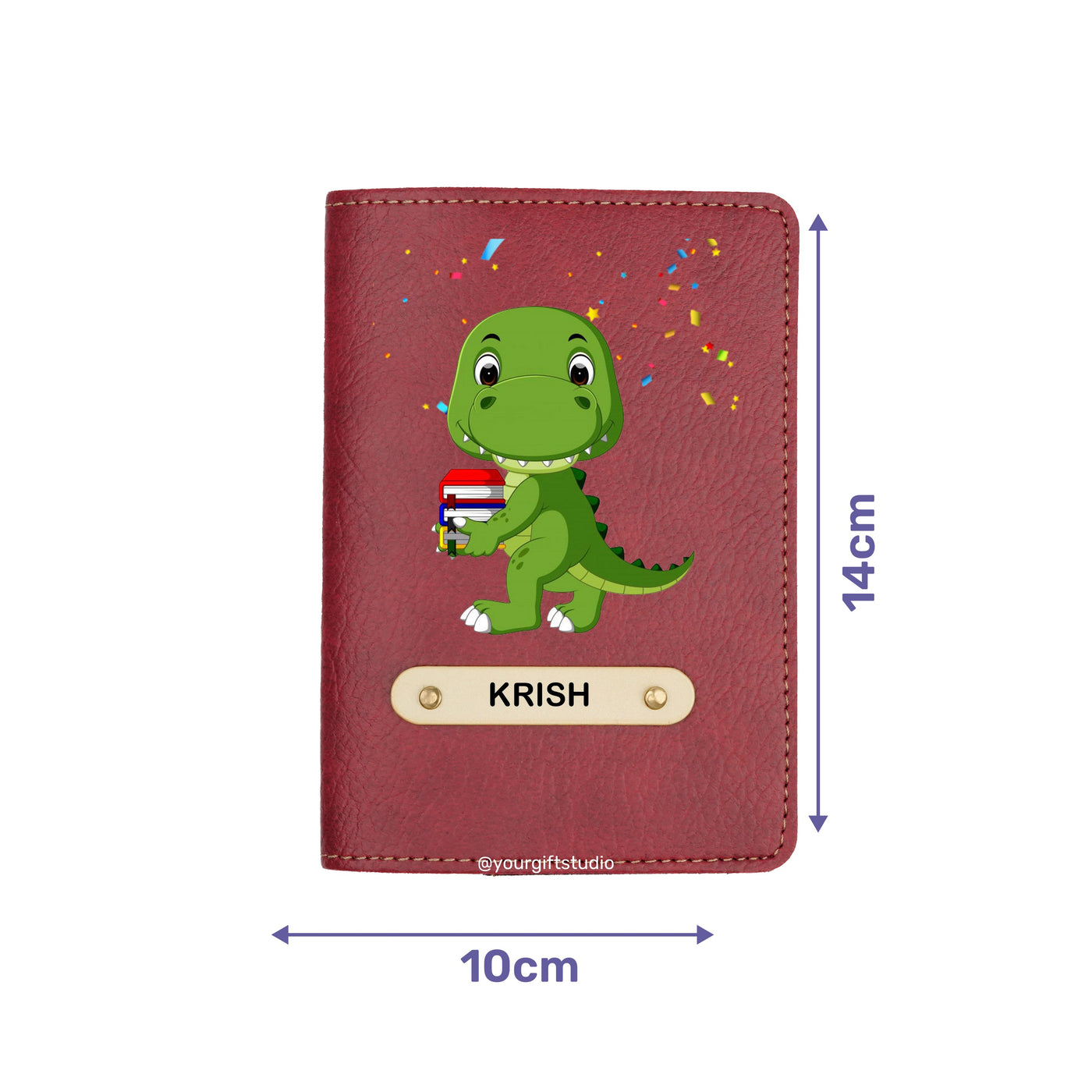 Dinosaur Print Personalised Nexon Passport Cover - Maroon