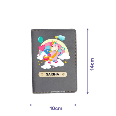 Unicorn Print Personalised Nexon Passport Cover - Grey