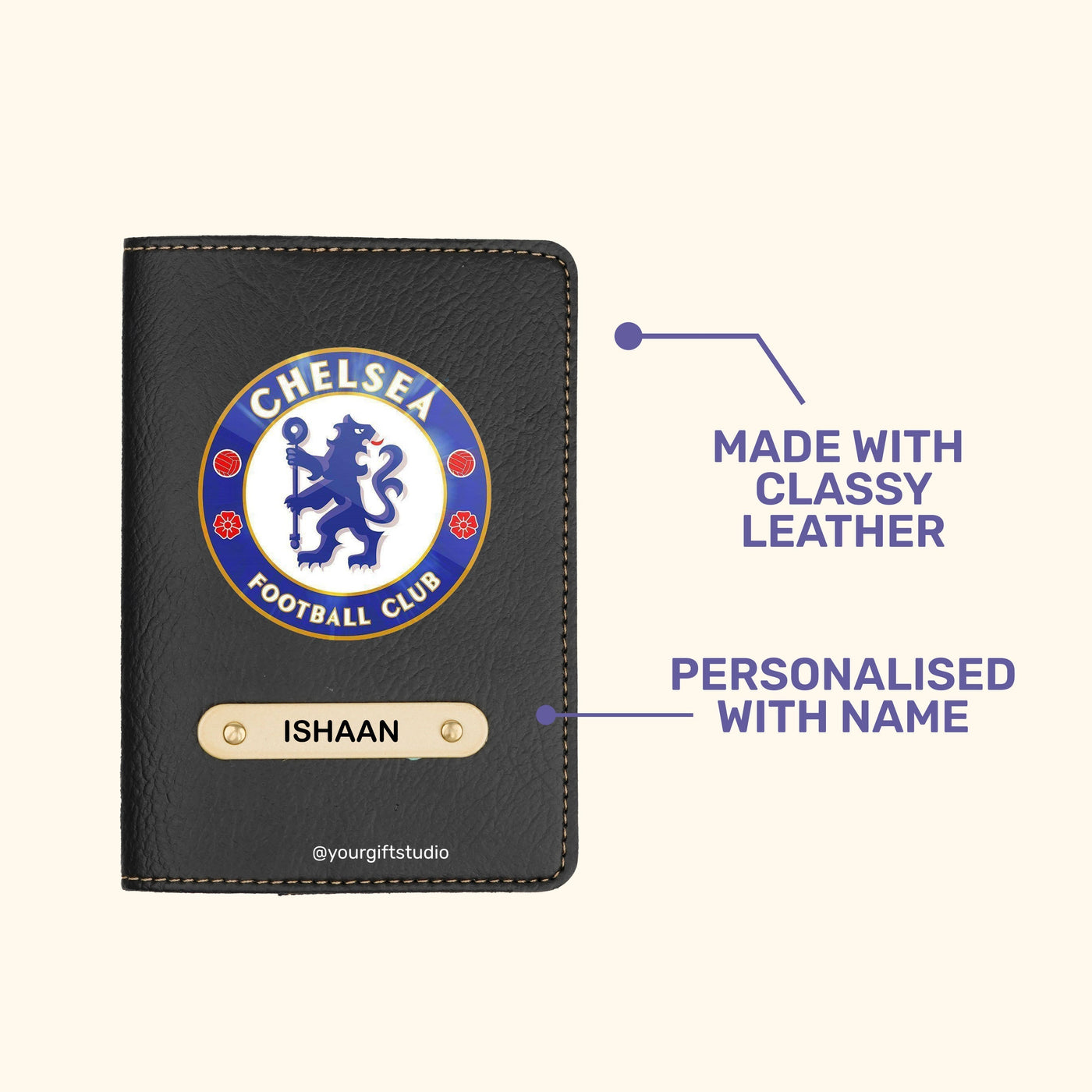 Chelsea Print Personalised Nexon Passport Cover - Black