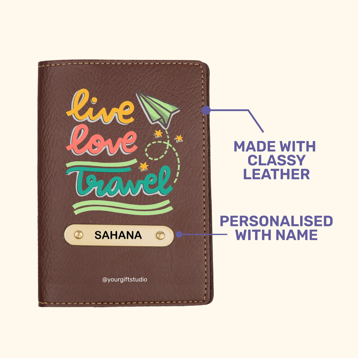 Travel Print Personalised Nexon Passport Cover 1 - Brown