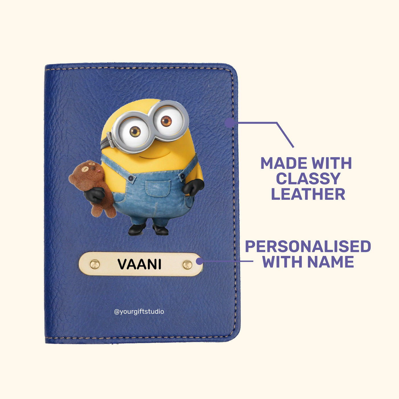 Minion Print Personalised Nexon Passport Cover - Blue