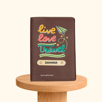 Travel Print Personalised Nexon Passport Cover 3 - Tan