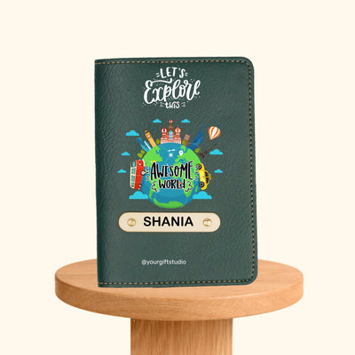 Travel Print Personalised Nexon Passport Cover 4 - Olive Green