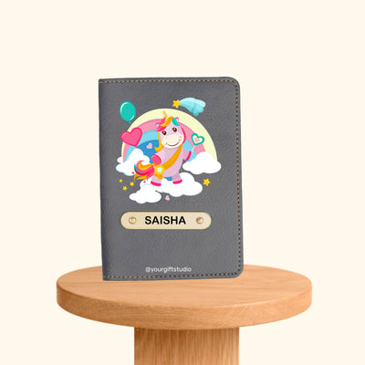 Unicorn Print Personalised Nexon Passport Cover - Grey