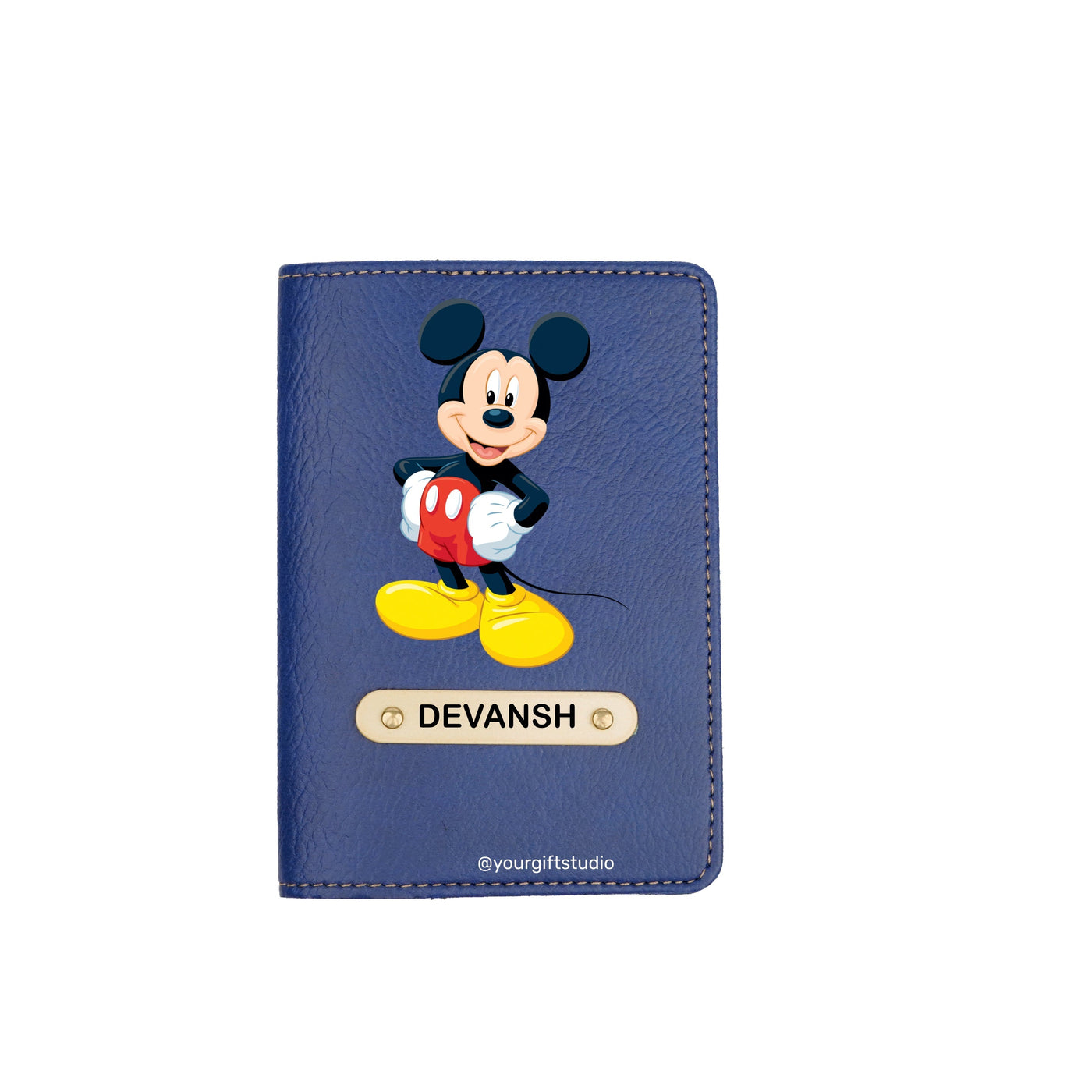Mickey Mouse Print Personalised Nexon Passport Cover - Blue
