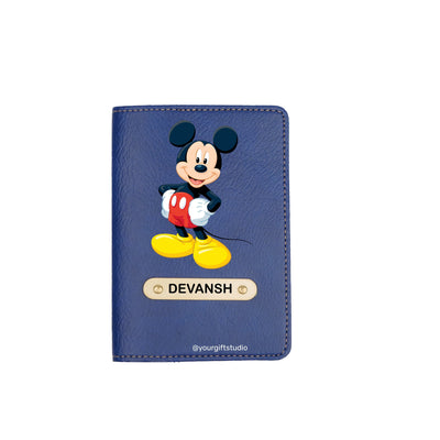 Mickey Mouse Print Personalised Nexon Passport Cover - Blue