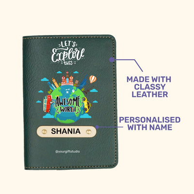 Travel Print Personalised Nexon Passport Cover 4 - Olive Green