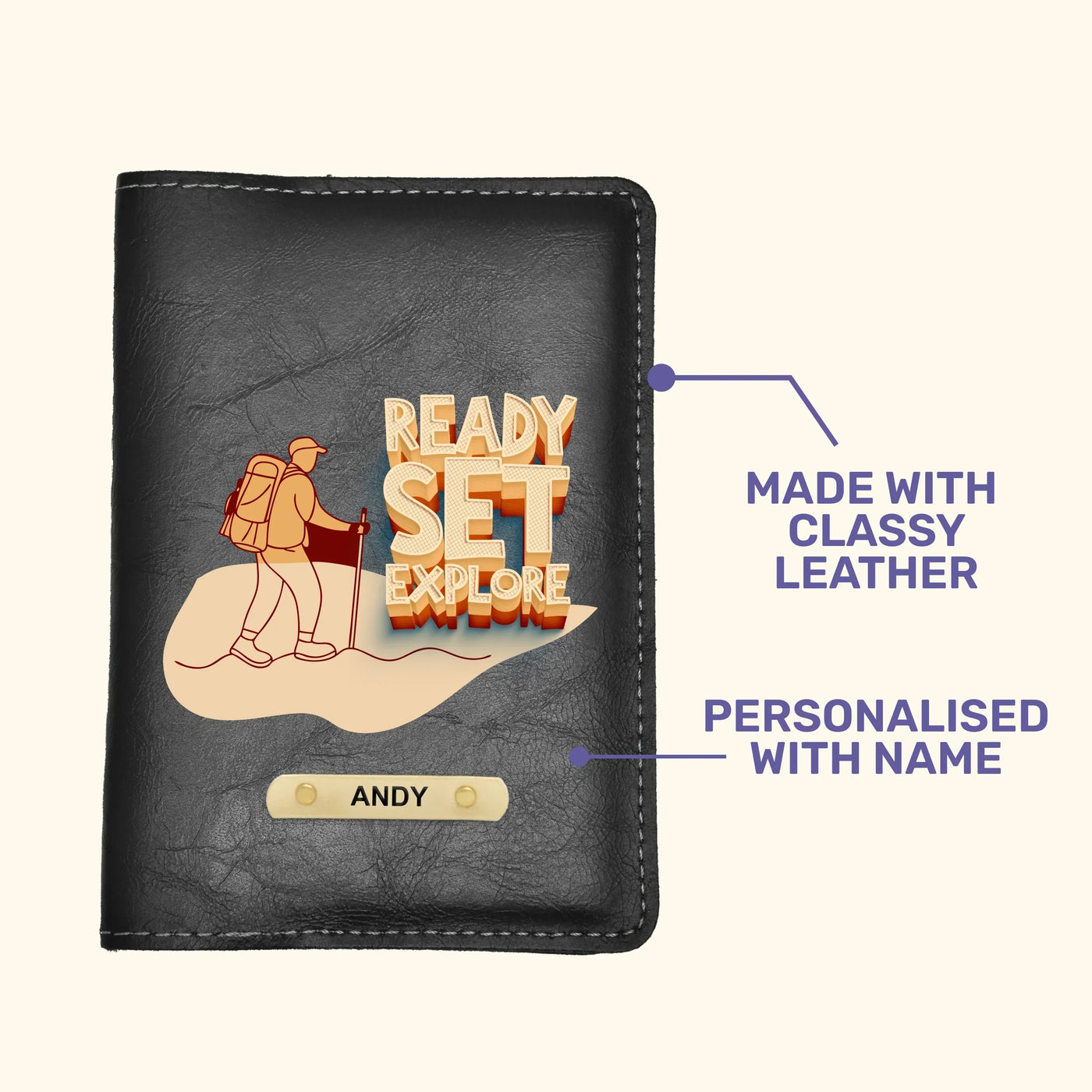 Ready Set Explore Print Personalised Nexon Passport Cover - Black