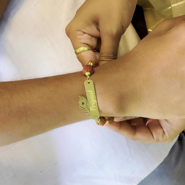 Krishna Rudraksha Rakhi Bracelet with Customised Name