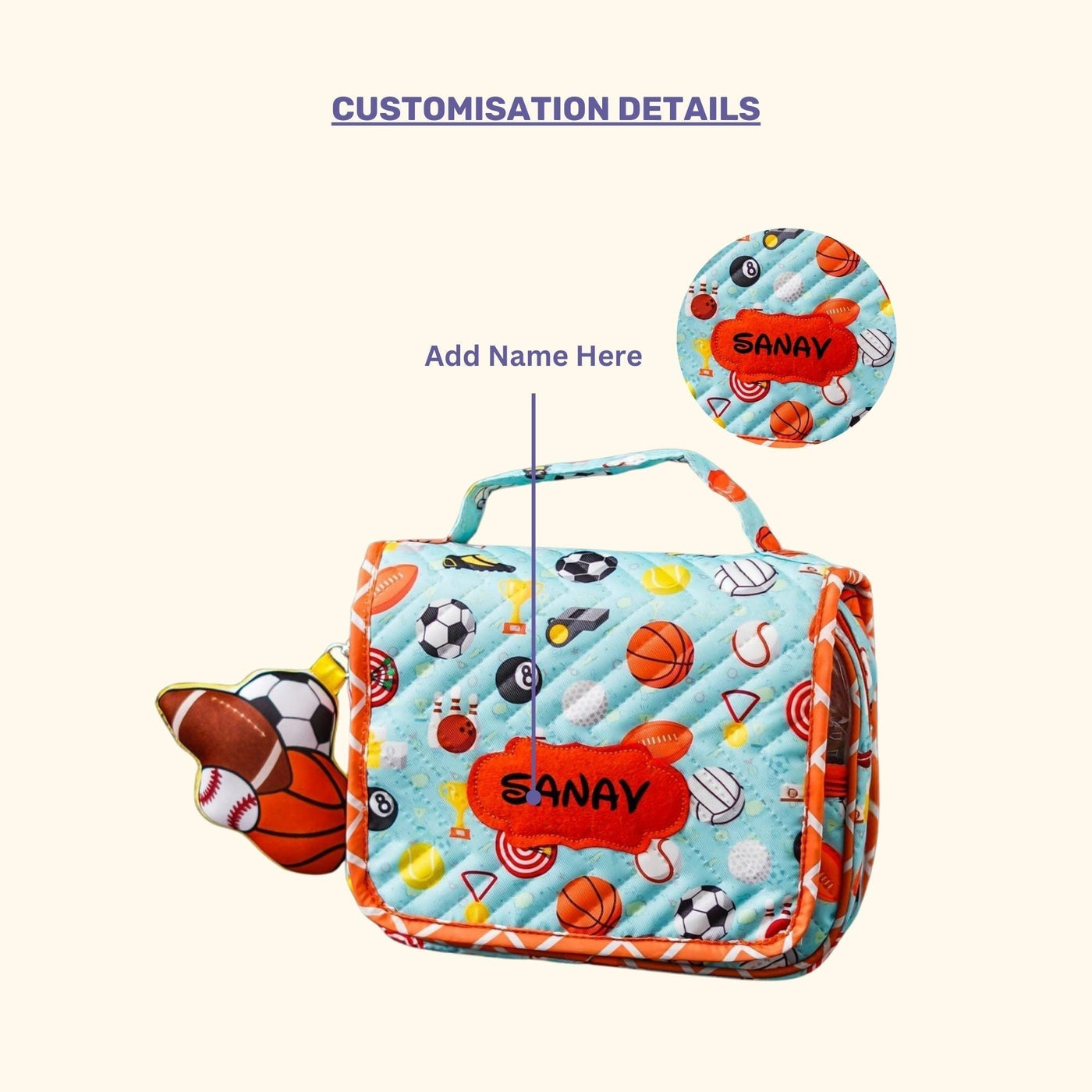 Your Gift Studio Sports Themed Customised Multipurpose Travel Kit For Kids (Blue)