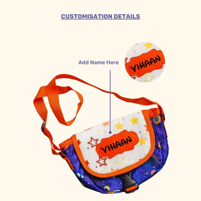 Your Gift Studio Space Print Kids Customised Sling Bag (Blue)