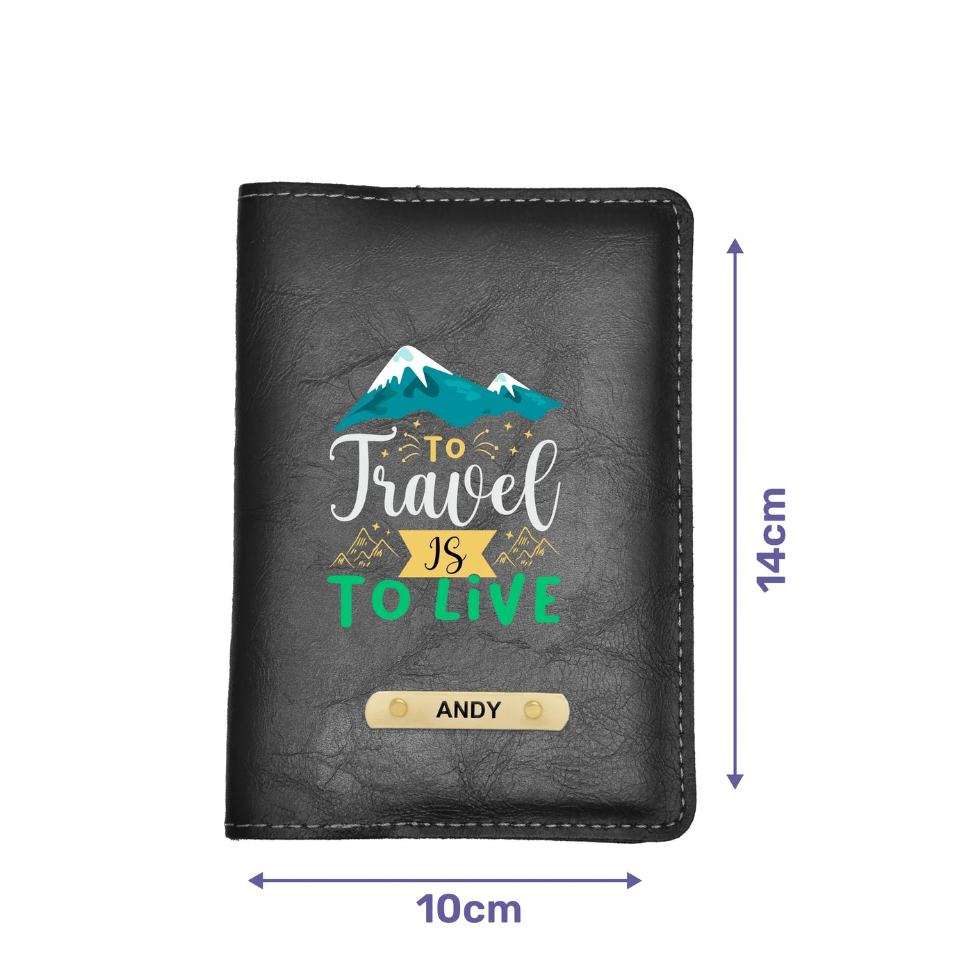 To Travel Is To Live Print Personalised Nexon Passport Cover - Black