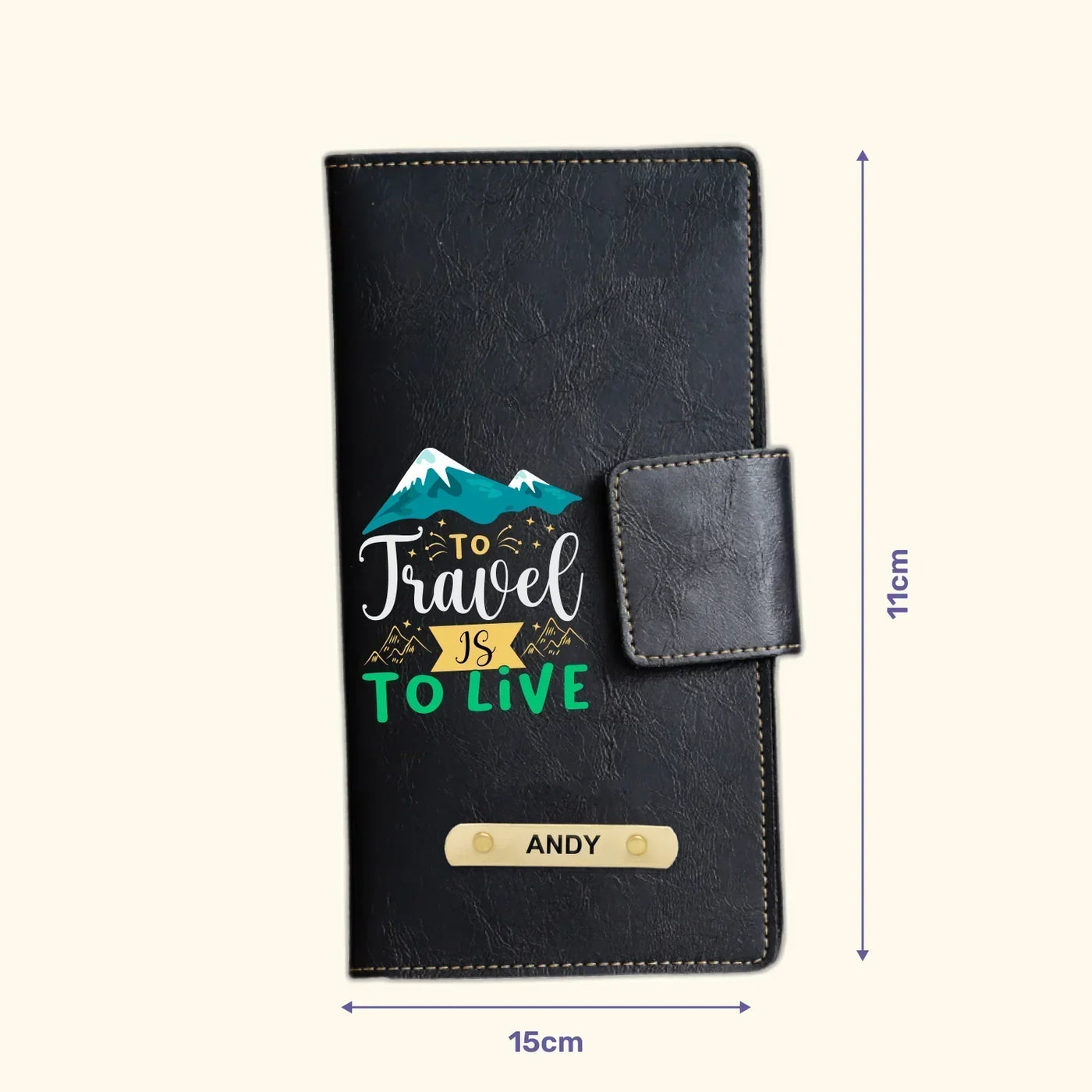 To Travel Is To Live Printed Indian Travel Wallet - Black