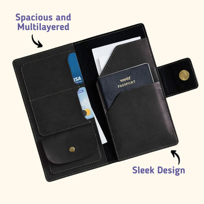 To Travel Is To Live Printed Indian Travel Wallet - Black