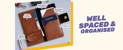 Classy Leather Customized Travel Wallet (Buttoned) - Brown