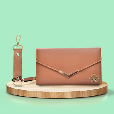 Default Charm Lady Wallet and Keychain - Tan