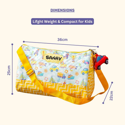 Your Gift Studio Vehicle Print Kids Customised Duffle Bag (Yellow)