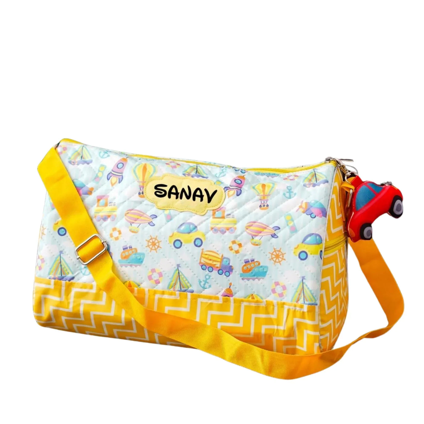 Your Gift Studio Vehicle Print Kids Customised Duffle Bag (Yellow)