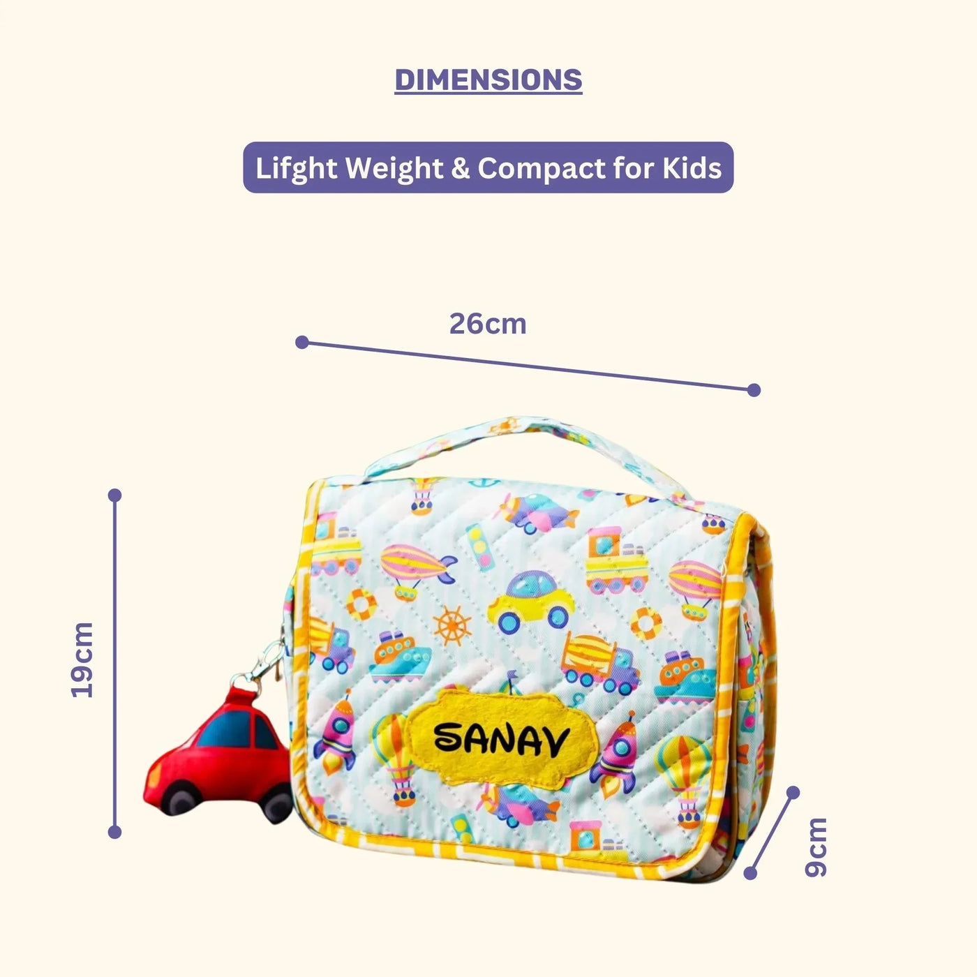 Your Gift Studio Vehicle Themed Customised Multipurpose Travel Kit For Kids (Yellow)