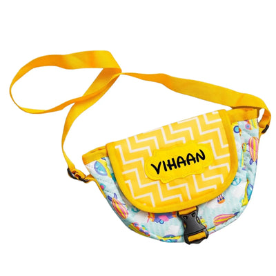 Your Gift Studio Vehicle Print Kids Customised Sling Bag (Yellow)