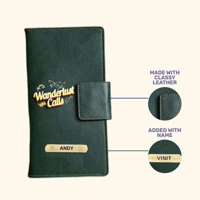 Wanderlust Calls Printed Indian Travel Wallet - Olive Green